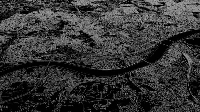 3D looped animation of city - Springfield Massachusetts, USA