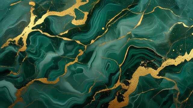 Abstract Emerald Green Marble with Gold Veins.