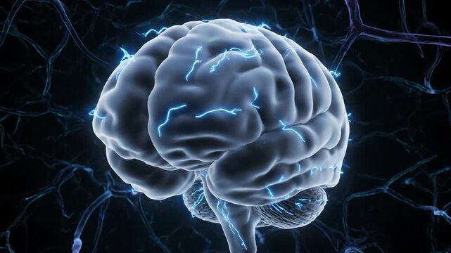 3D Brain Hemispheres with Neural Activity Rotation - Medical CGI