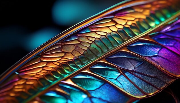 A Close Up Of An Insect S Wing With Vibrant Iridescent Colors And Intricate Veining