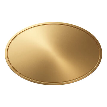 Golden oval plaque isolated on transparent background for awards or recognition