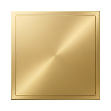 Gold square plate with a double border on transparent background