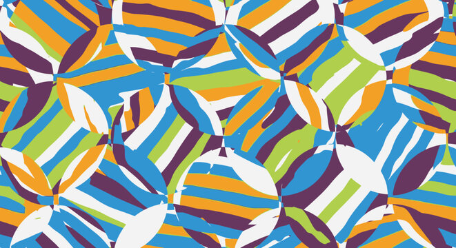 Colorful abstract geometric pattern background with circles and stripes