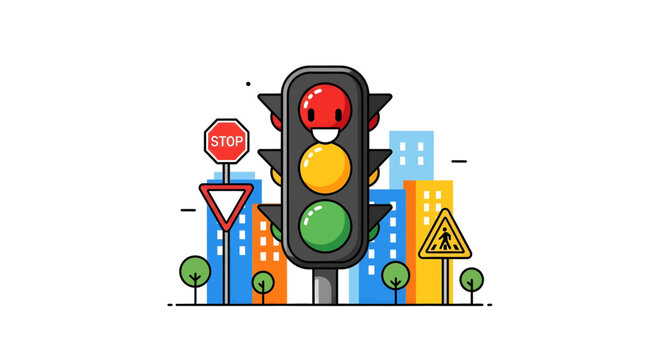 Traffic Light Signal Urban Road Sign.
