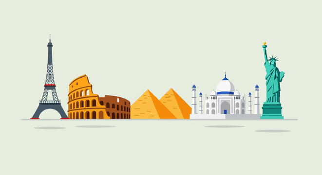 Wonders of the World Skyline - Global Landmarks Collection