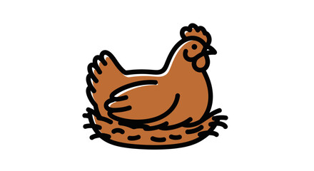 Fototapeta premium Brown Chicken Sitting on Nest.