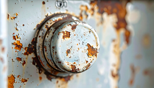 Rusty metal knob close up