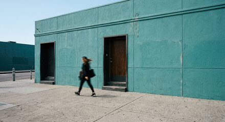 Fototapeta premium Vintage dark green building exterior wall