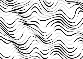 Fototapeta premium Wavy black and gray lines on white background, creating a flowing, abstract pattern