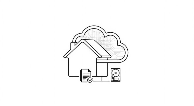 Cloud Computing Home Network Storage and Data Backup Concept.