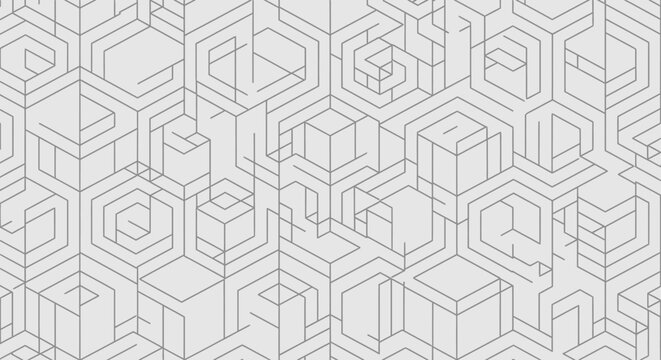 Geometric Hexagonal Pattern, Abstract Lines, 3D Illusion, Digital Art