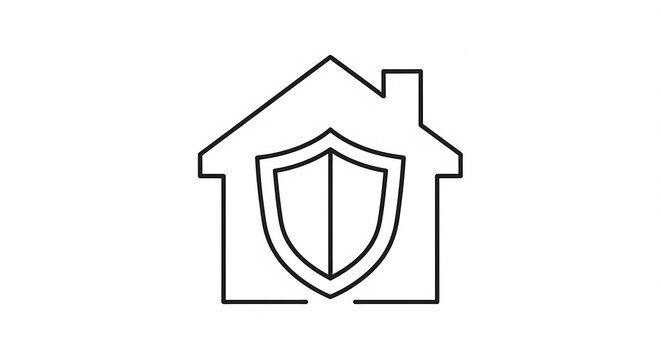 House Shield Icon Representing Home Security and Protection.