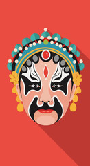 Obraz premium Traditional Chinese Opera Mask Flat Design