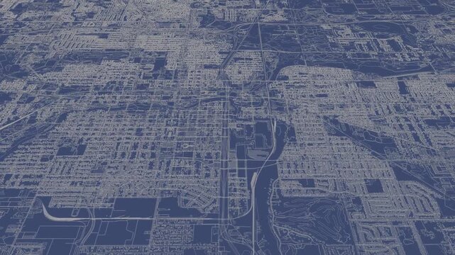 3D looped animation of city - Ann Arbor Michigan, USA