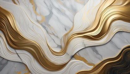 Obraz premium A Marble Wall With Gold Stripes And White Swirls