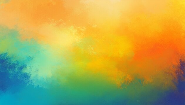 Bright Colorful Vibrant Summer Tropical Colors Painted Background Light Gradient Iridescent Grunge Painting Texture Abstract Banner Header Design In Blue Green Orange Textured Illustration Backdrop