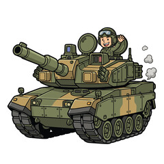 Realistic tank Comic Vector Illustration   tank Für T-Shirt Design © ataya