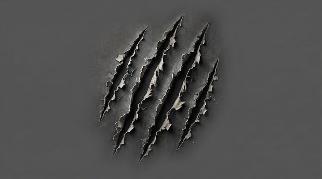 Dramatic claw marks silhouette on gray surface textured scratch damage