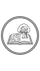 Naklejka premium Treehouse on open book