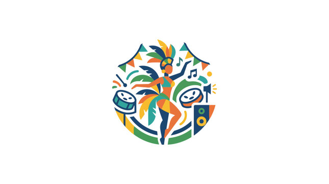 Colorful Carnival Dancer with Drums and Music Graphic Illustration