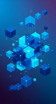 Abstract Data Structure - Interconnected Cubes in a Digital Network.