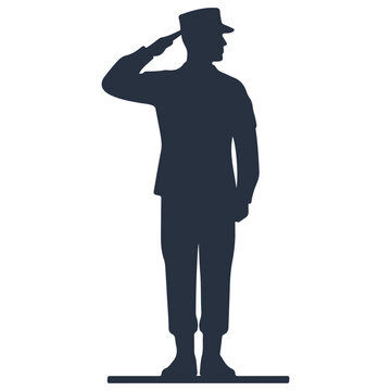 Silhouette of a military soldier saluting isolated on white background military silhouette