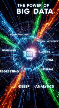 Abstract visualization of big data analytics power.