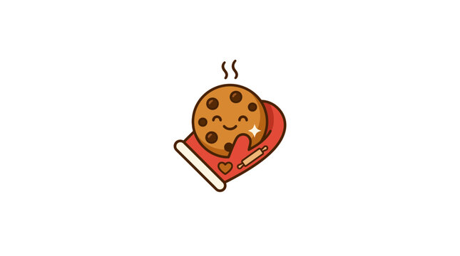 Cute Cartoon Cookie in Oven Mitt Vector Illustration
