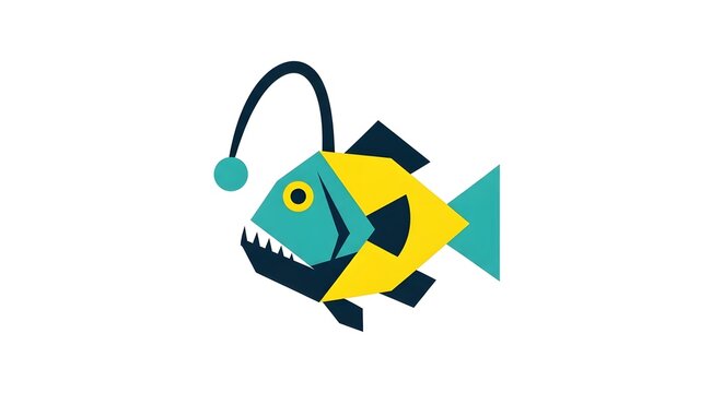 Colorful geometric anglerfish illustration with modern vector design