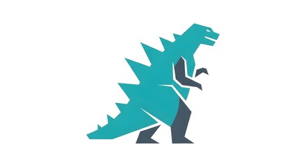 Fototapeta premium Stylized vector illustration of a teal dinosaur with spikes