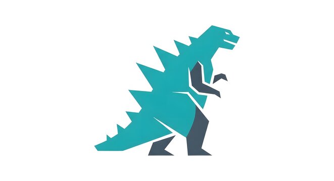 Stylized vector illustration of a teal dinosaur with spikes