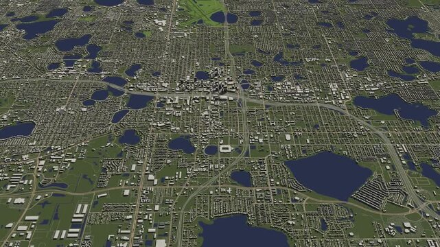 3D looped animation of city - Orlando Florida, USA
