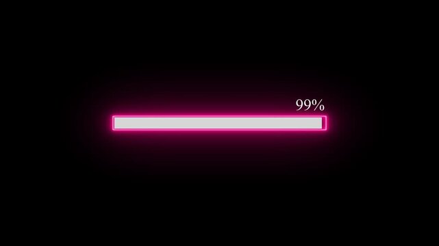 Progress bar loading animation neon pink 20% to 81% completion glowing percentage indicator loading bar