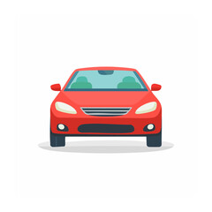 Fototapeta premium Flat design illustration of a red car from the front