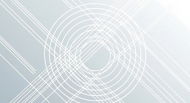 Abstract technology background with concentric circles and intersecting lines.