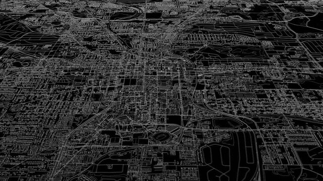 3D looped animation of city - Tallahassee Florida, USA
