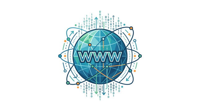 Digital World Wide Web Concept with Data Streams and Globe