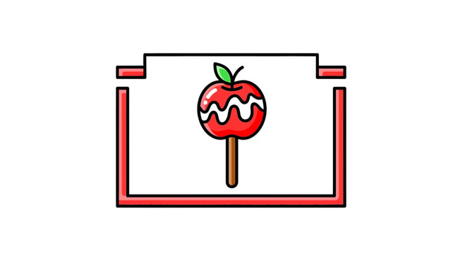 Candy Apple Icon with Drizzle, Sweet Treat Graphic, Festive Food Symbol