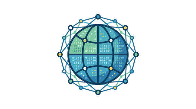 Digital Globe Network Concept with Binary Code Data Flow