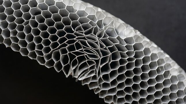 Flexible curved aluminum honeycomb core cell deformation