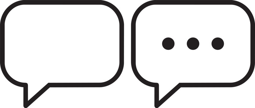 Two speech bubble vector icons in black outline style for communication and social media interface design