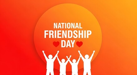 Happy friendship day celebration national friendship day graphic with raised arms
