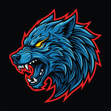 Realistic wolf head Comic Vector Illustration | Wolfskopf F&uuml;r T-Shirt Design