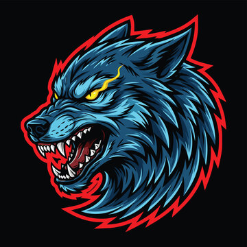 Realistic wolf head Comic Vector Illustration | Wolfskopf F&uuml;r T-Shirt Design