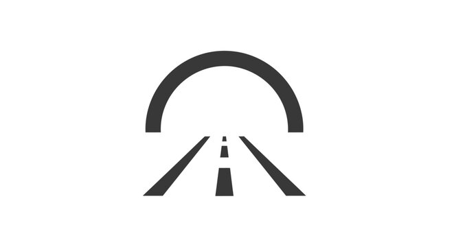 Tunnel Entrance, Road Ahead, Futuristic Archway, Vector Icon