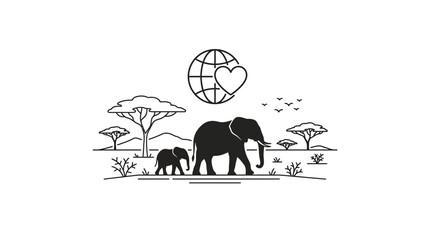 Elephant Family Love Earth Icon © sumi yati