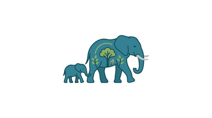 Elephant Family Nature Illustration © sumi yati