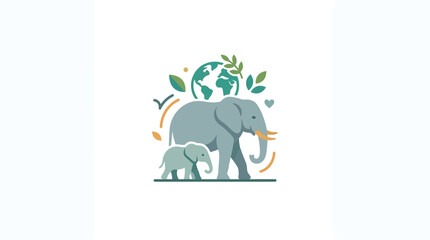 Elephant Family Protecting Planet Earth - Eco Conservation Concept © sumi yati