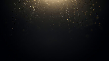 Naklejka premium Festive corporate hero banner black background with elegant golden sparkling light particles