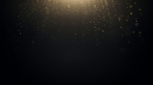 Festive corporate hero banner black background with elegant golden sparkling light particles
